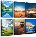 Inspirational Quotes Wall Art, Motivational Decoration Painting, Landscape Canvas Suitable for Library, Office, Living Room, Home Deco, Tabletop/Hanging | 6-Pack (29 x 38 cm) Framed