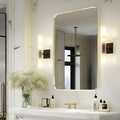 Wall Mount Mirror for Bathroom, Brushed Gold Metal Framed Rounded Corner Rectangular Vanity Mirror (20