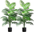 4ft 2pcs Large Artificial Plants Fake Palm Tree Tropical Palm Leaves Faux Palm Plants Tall Tree Indoor Real Touch Plastic Monstera Leaves for Home Garden Outdoor Office Decor (4ft/125cm-2pcs)