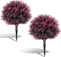 Pair(2) Artificial Rose Boxwood Topiary Ball Bush for Outdoor with Ground Spike,28