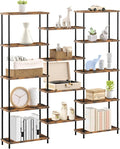 MOOACE 5 Tier Bookshelf, Industrial Style Bookcases with 14 Open Display Shelves, Open Large Storage Bookshelves Shelving with Anti-Falling Device for Bedroom,Living Room, Office Display Cabinet Brown