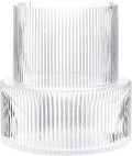 Ribbed Glass Vase, Flower Vase, Fluted Clear Vases for Flowers, Modern Vases for Living Room, Dining Table, Entryway, Shelf, Wedding, Office, Coffee Table, Birthday, 7.5 Inches