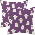 Halloween Decor Pillow Covers 18x18 Set of 2 Purple Cute Ghost Throw Pillow Covers Halloween Decoration Pillow Covers for Halloween Home Decorative Linen Cushion Case for Home Couch Sofa