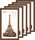 VCK 14x24 Frame Set of 5, Brown Wood Picture Frame, Exclusive Wood Grain, Wall Hanging