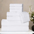 Superior Honeycomb Cotton Medium Weight Towels, for Guest Bath, Master Bathroom, Shower, Quick Dry, Adults, Home Essentials, Textured Waffle Border, Assorted Towel Set, 8 Piece Towel Set, White