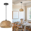TERLEENART Bamboo Pendant Light,1pcs Boho Round Basket Chandelier Handmade Woven Pendant Light, Natural Bamboo Rattan Hanging Chandelier for Kitchen Island Dining Room Living Room Porch