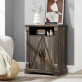 Farmhouse Bathroom Floor Cabinet, Freestanding Storage with Double Doors and Adjustable Shelves, Wooden Small Cabinet for Living Room, Bathroom, Dark Rustic Oak