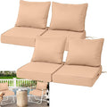 Waterproof Outdoor Chair Cushion Set of 4, 24x24x5 IN Deep Seat Patio Cushions with Fade Resistant Removable Cover,Outdoor Cushions for Patio Furniture with Ties&Handle for Chair Sofa Couch,Beige