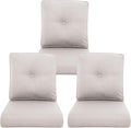Outdoor Chair Cushions 3 Packs - Outside High Back Thick Water-Resistant Cushion 22x24 with Zipper Cover for Patio Glider Rocking Chairs Loveseat Couch – Beige/Buckle