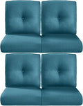 22x25/22x24 Outdoor Chair Cushions Set of 4 - Heavy Duty High Back Zippered Cushion for Patio Wicker Furniture Dining Gliding Rocking Chairs Loveseat L-Shape Sofa - Peacock Blue/Button