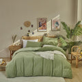 Pureant Sage Green Velvet Comforter Sets Full Light Green Fluffy Bedding Solid Color Flannel Quilt Women Men Grass Green Comforters Micromink Sherpa Fuzzy Warm Bed Girls Boys Dorm Plush Bedding Soft
