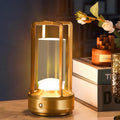 Portable Metal Table Lamp,Cordless Table Lamp, Rechargeable Battery Operated Lights, LED Table Lamps, 3 Color Stepless Dimming Touch, for Bedroom Restaurant Home Outdoor (Golden)