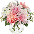 Briful Fake Flower Arrangement in Glass Vase, 11