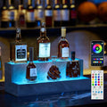 LED Lighted Bar Shelves, 20 Inch Bar Display Shelf, Liquor Bottle Display Shelf with App & Remote Control, 2 Step Freestanding Holding Bottles for Home Bar, Party, Grey