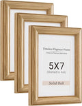 Vivelove 5x7 Picture Frame, Solid Oak Wood 5x7 Frame Display 4x6 with Mat or 5 x 7 Without Mat, 5 by 7 Photo Frame for Wall & Tabletop Display, Natural Oak Color, 3 Pack