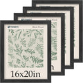 16x20 Frame 4 Pack, Black Wood Picture Frame, HD Tempered Glass, Display 16x20 or 20x16 Photos, Posters, and Puzzles, Wall Hanging