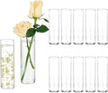 Hewory Cylinder Glass Bud Vases: Set of 12 Small Clear Skinny Single Flower Vase for Centerpieces - Minimalist Bulk Vases for Wedding Birthday Bridal Shower Party Events Table Decor, 5.91