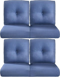 22x25/22x24 Outdoor Chair Cushions Set of 4 - Heavy Duty High Back Replacement Zippered Cushion for Patio Furniture Dining Gliding Rocking Chairs Loveseat L-Shape Sofa - Navy Blue/Button