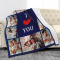 Custom Sherpa Fleece Blanket with Photos Text - Soft, Warm & Fuzzy Personalized Couples Gifts for Boyfriend, Girlfriend - Customized Picture Blanket for Birthday, Anniversary, Christmas