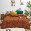 Cottonight Burnt Orange Comforter Set - Full Rust Caramel Bedding - Match Color Solid Cotton Reddish Terracotta Blanket Quilts - Soft Breathable Modern Comforter Set for Women, Men, Adults, Kids