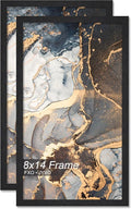 Engineered Wood 8x14 Picture Frame Set of 2, Black Frame for 8 x 14 Inch Picture Poster Photo, Light Weight 8 by 14 Frame with Wood-grain for Wall - 2 Pack/Black/8