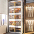 KHNR Storage Bins with Lids, 78 Quart Plastic, White Closet Organizers and Storage,5 Packs Stackable with Wheels,Dual Open Collapsible, for Home and Office