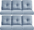 22x25/22x24 Outdoor Furniture Cushions Set of 6 - Comfortable Patio Chair Cushion for Rattan Wicker Dining Rocking Swivel Chairs Loveseat Couch L-Shape Sectional Sofa - Baby Blue/Button