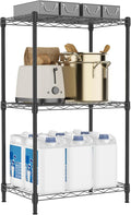 3 Tiers Shelf Metal Storage Shelves Wire Rack Closet Organizers with Wheel for Garage Kitchen Bathroom Laundry Black 11.8