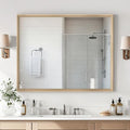 Oak Wood Effect Framed Wall Mirror, 32x40 Rectangle Mirror, 1/8