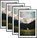 Giftgarden 24x36 Poster Frame with Mat Set of 4, 27x40 Frame Matted to 24x36 Picture for Wall Hanging, Black