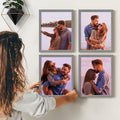 Renditions Gallery Set of 4, 11X14 Custom Photo Prints with Real Wood Picture Frames. Create Personalized Photos with Peel & Stick Photo Frames. Gray Frame