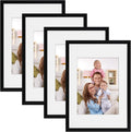 Giftgarden A4 Picture Frame Set of 4, Matted to 6x8 Picture with Mat, 8.3x11.7 Inch Photo Frames for Wall or Tabletop Display, Black