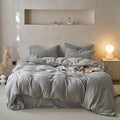 VM VOUGEMARKET Muslin Duvet Cover King Size,Breathable Linen Like Guaze Textured Bedding Comforter Cover Set 3 Pieces Minimalist Duvet Cover with 2 Pillowcases, 104