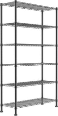 REGILLER 6-Wire Shelving Metal Storage Rack Adjustable Shelves,Standing Storage Shelf Units for Laundry Bathroom Kitchen Pantry Closet(Black,14.1