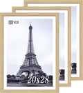 VCK 20x28 Picture Frame Set of 3 - Oak, Natural Solid Wood Poster Frames, Wall Mounting Hanging