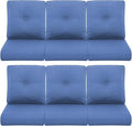 Patio Chair Cushions 6 Packs - Outside High Back Water-Resistant Cushion 22x24 with Zipper Cover for Outdoor Glider Rocking Chairs Loveseat 3-Seater Couch Sofa – Blue/Buckle