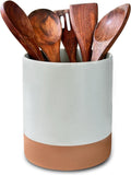 Mora Ceramic Kitchen Utensil Holder - Wooden Spoon & Spatula Crock for Countertop, Modern Farmhouse Home Decor, Extra Large 7.3