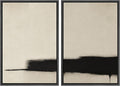 SIGNWIN Framed Wall Art Print Set Minimalist Black Brushstroke Abstract Neutral Beige and Black Illustrations Modern Art Rustic Relax/Calm for Living Room, Bedroom, Office - 24