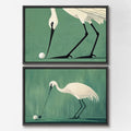 SIGNWIN Framed Canvas Print Wall Art Set Funny Crane Playing Golf Whimsical Bird Illustrations Modern Art Rustic Minimal for Living Room, Bedroom, Office - 24