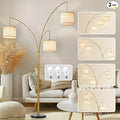 DLLT Modern Floor Lamp for Room: 3-Light Gold Tree Dimmable Floor Lamps with Beige Shades for Living Room - Arc Standing Lamp for Bedroom - Tall Floor Lamp for Office Corner 3 LED Bulbs Included