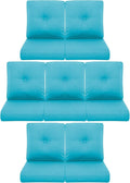 7-Piece Outdoor Patio Cushion Set - Fade & Water Resistant with Removable Olefin Cover, 22x24x4 Inch Memory Foam Cushions for Wicker Sectional Sof - Teal/Buckle