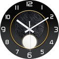 XNM Round Black Wall Clock for Bedroom 12 Inch Small Wall Clocks Battery Operated Silent Wall Clock Modern