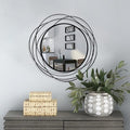 ironsmithn Wall Mirror Mounted Round Decorative Mirrors Circle for Bathroom Vanity, Living Room or Bedroom (Black1)