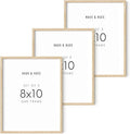 HAUS AND HUES Beige Wood Oak 8x10 Picture Frame, Set of 3 - Modern Wood Wall Art Display - Lightweight 8x10 Frame Set of 3 for Art Prints, Photos, Posters - Ready-to-Hang Vertically & Horizontally