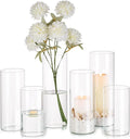 Glasseam Cylinder Vases for Centerpieces, Clear Glass Cylinder Vase Set of 6, Modern Floating Candle Vases for Flowers, Hurricane Vase Decor Candle Holders for Pillar Candles Wedding Decorations