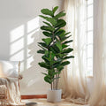 Faux Fiddle Leaf Fig Tree 6 FT - Artificial Ficus Tree with Tall Artificial Plants 69 Fiddle Leaves Greenery - Lifelike Fake Tree for Home Decor Living Room Indoor Outdoor