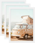 KTKDE 8.5x11 Picture Frame White Certificate Document Frame 3 Pack Diploma Frames, Poster and Photo, Horizontal and Vertical Formats for Wall Hanging or Tabletop with Shatter Resistant Plexiglass