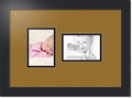 ArtToFrames Collage Photo Frame Double Mat with 2-3.5x5 Openings with Satin Black Frame and El Dorado mat.