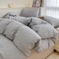 VM VOUGEMARKET Washed Cotton Grey Striped Duvet Cover Set King,Pinstripes Duvet Cover with 2 Pillowcases Modern Simple Farmhouse Style Bedding Set-Vertical Stripes
