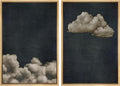 MUDECOR Framed Canvas Print Wall Art Vintage Cloudscape Dark Moody Sky with Floating Clouds Illustrations Modern Art Decorative Chic for Living Room, Bedroom, Office - 24